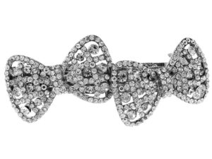 Bridal Hair Clip Ornament Dual Bow Diamante, Each