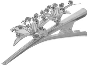 Bridal Hair Clip Ornament Floral Silver Diamante, Each