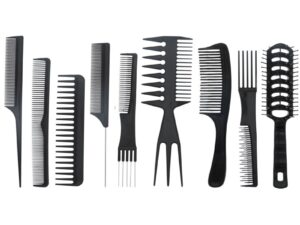 Comb Set with Pouch, Black, 9/Pack