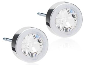 Blomdahl Silver Titanium Earrings – Crystal Grand Bezel
