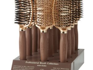 Olivia Garden NanoThermic Ceramic & Ion Flex Paddle Brush Display: 12 Brushes & Stand