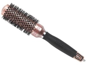 Olivia Garden NanoThermic Ceramic & Ion Breast Cancer Awareness Rose Gold & Black Brush, 34mm