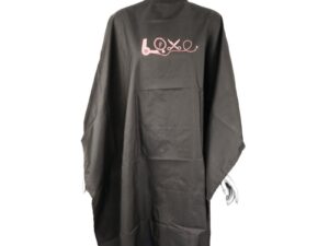 Salon Cape Black & Pink Love with Salon Tools, Waterproof Polyester, Studs