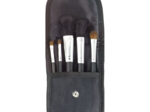 Qosmedix Brush Set 5 Piece In Front Snap Case, Black