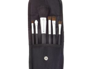 Qosmedix Brush Set 6 Piece In Front Snap Case, Black