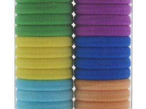Hair Elastics Fabric Rings, Assorted Colours, 24/Pack