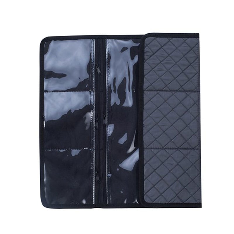 Beauty Make-Up Bag Quilted Nylon, Grey, Empty - Image 3