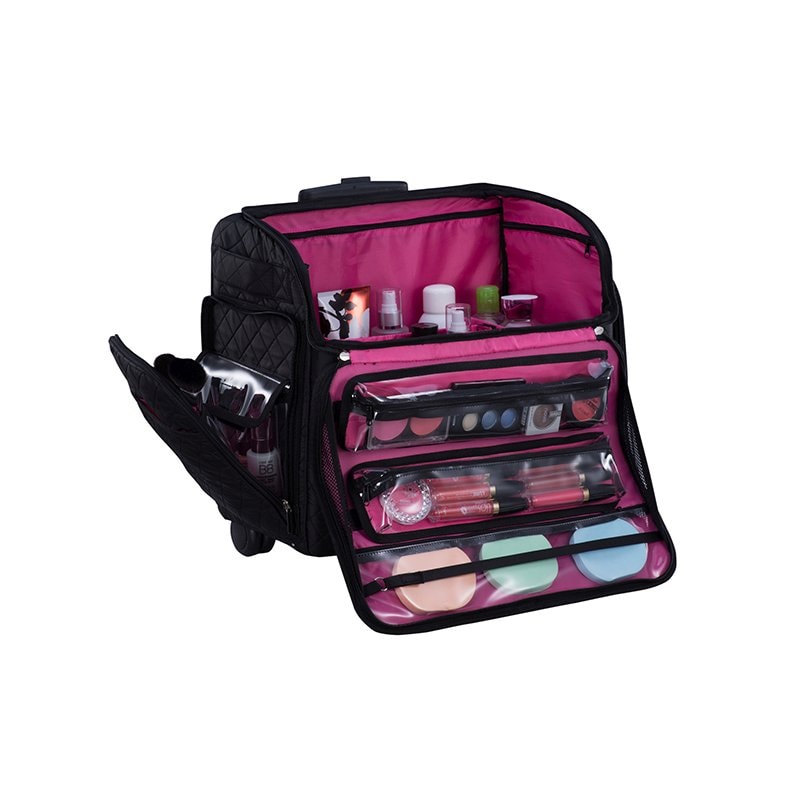 Beauty Make-Up Case Soft-Sided, Black, Empty - Image 2