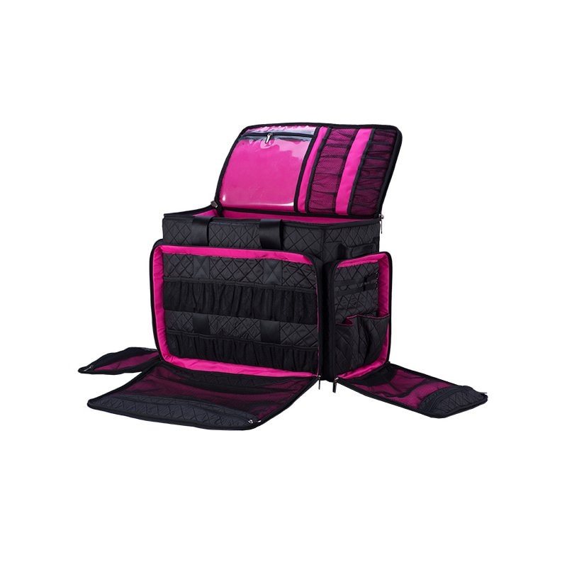 Beauty Make-Up Case Soft-Sided Rectangle Top, Black, Empty - Image 2