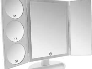 LED Light Touch Sensor Tri-Fold Table with Five Make-Up Mirrors