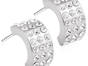 Blomdahl Natural Titanium Earrings – Brilliance Curved Crystal Thick