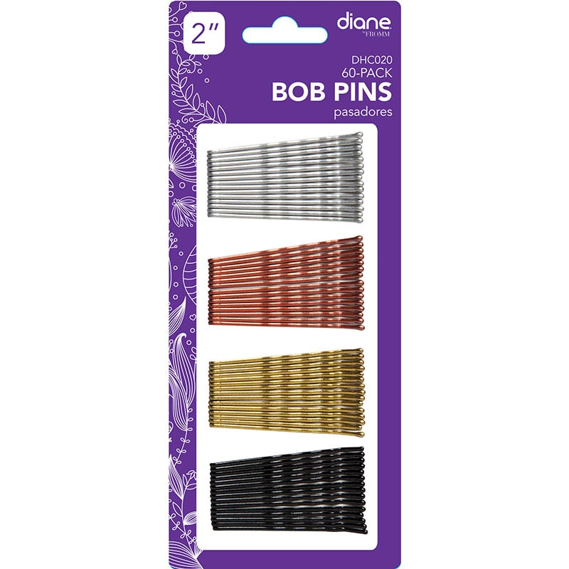 Diane Hair Bobby Pins, 2 inch, Assorted: Silver, Copper, Gold & Black, 60/Pack