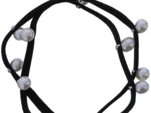 Hair Elastics with Pearls, 6/Pack