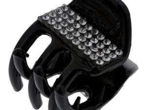 Hair Claw Clip Mini with Strass, Black, 12/Pack