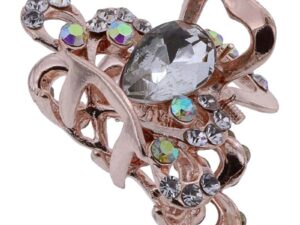 Hair Claw Clip Metal, Rose Gold with Strass