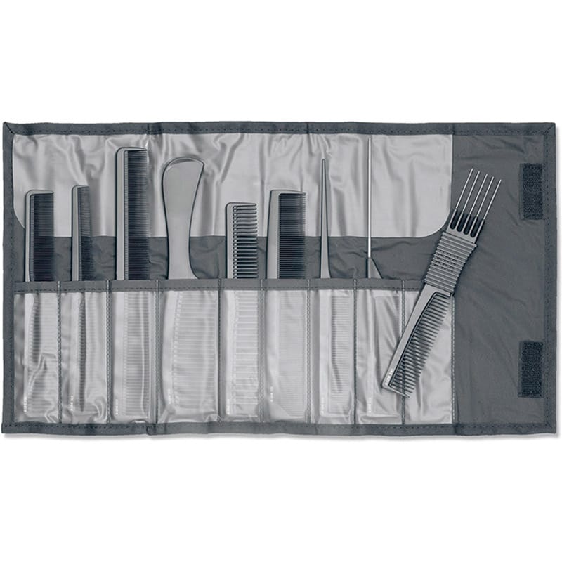 Comb Set with Roll-Up Pouch, Black, 9/Pack - Image 2