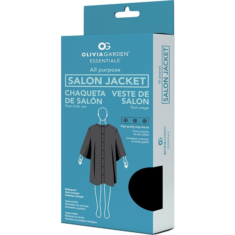 Olivia Garden Essentials Waterproof Black Customer Jacket Cape, Snap Buttons - Image 3