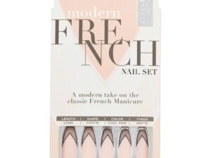 Salon Perfect Modern French Nail Set Black French Tips, 24/Pack
