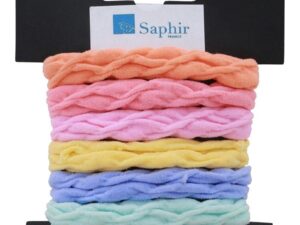Saphir Large Hairbands, Assorted Bright Colours, 6/Pack