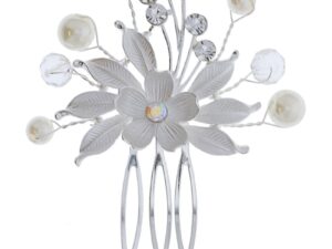 Bridal Hair Comb Flower Small with Pearls & Diamantes