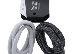 Hair Elastics Silver & Slate, 3.5cm, 6/Pack