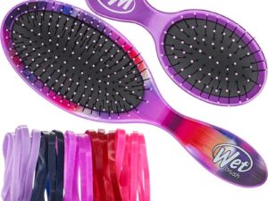 WetBrush Flashing Lights Shine Bright Holiday Kit, 2 Brushes & 5 Elastics