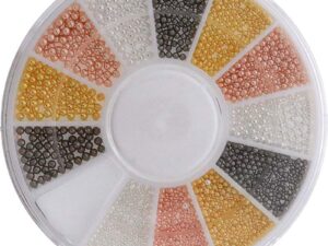 Nail Art Decorations – Rose, Gold, Silver & Black Bead Pearls, 3 Sizes