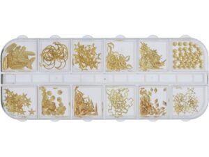 Nail Art Alloy Decorations – Assorted Gold Shapes, 240/Pack