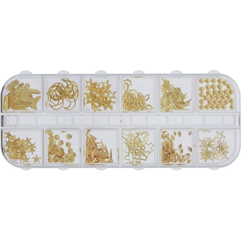 Nail Art Alloy Decorations – Assorted Gold Shapes, 240/Pack