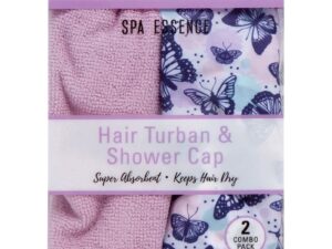 Beauty Topic Turban & Butterfly Shower Cap Duo Combo