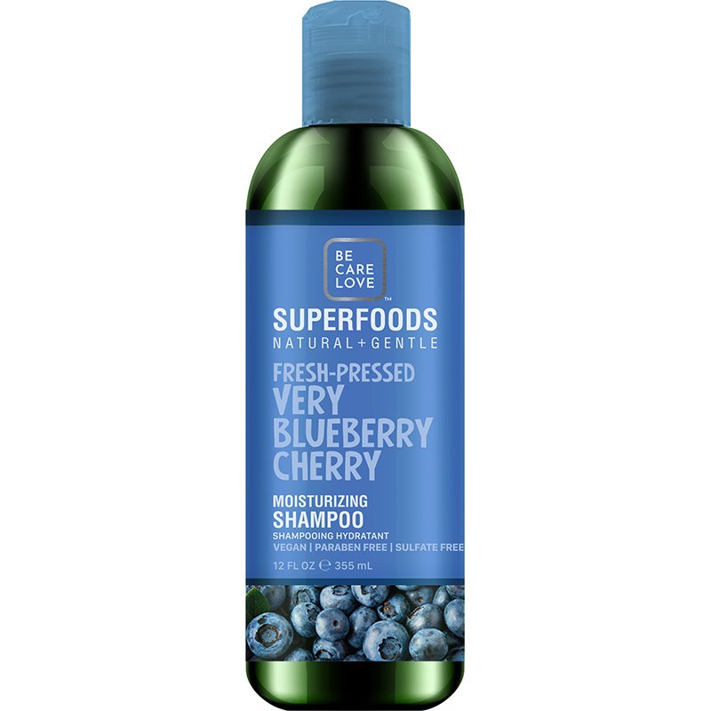 Be Care Love SuperFoods Natural & Gentle Fresh-Pressed Very Blueberry Cherry Moisturizing Shampoo, 355ml