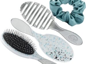 WetBrush Pro Detangler & Flex Dry Terrazzo Glam Kit, 2 Brushes & Scrunchie
