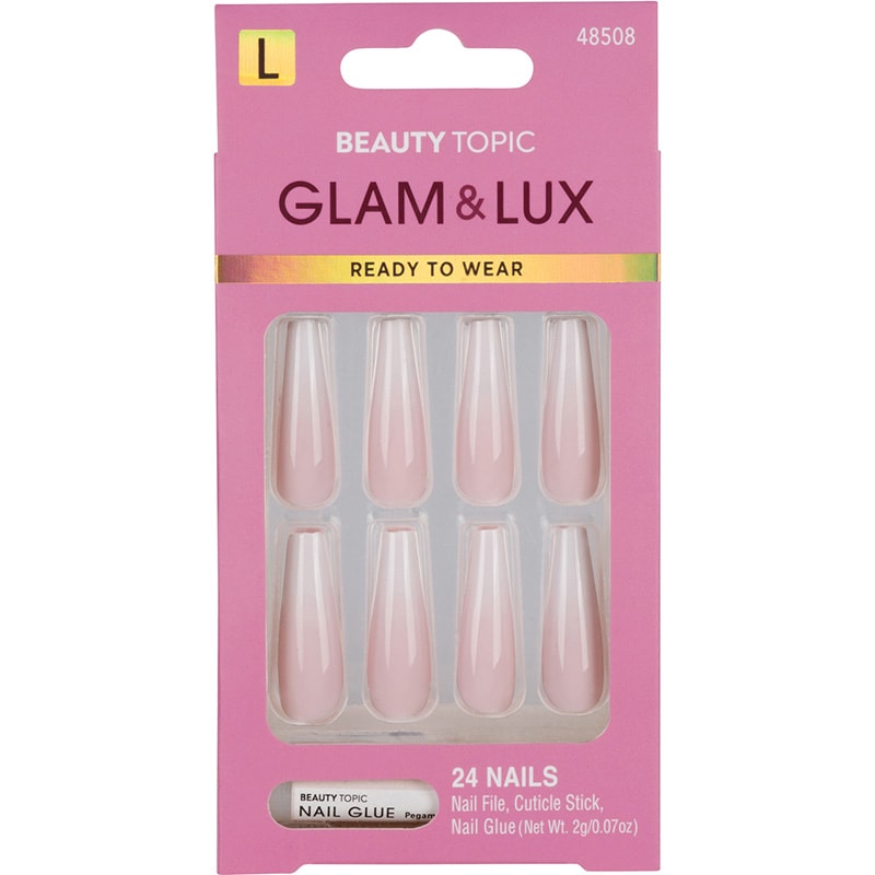Beauty Topic Glam & Lux Long Coffin Pink Ombre Nail Set, 24/Pack