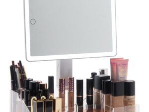 LED Light Touch Sensor Make-Up Mirror with Cosmetics Organiser, Empty