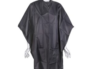 Salon Cape Black, Water-Proof Nylon, Adjustable Ties