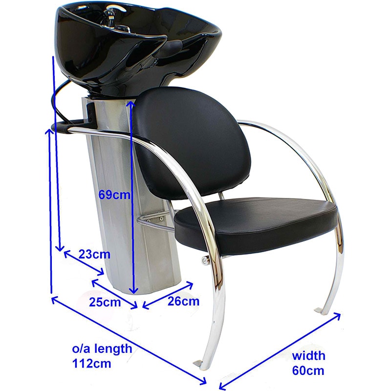 Shampoo Unit Zen, Black 013 Ceramic Basin & Chair, Black - Image 2