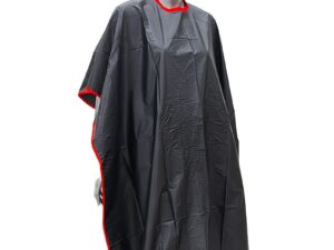 Salon Cape Black & Red Trim, Vinyl, Hook & Loop
