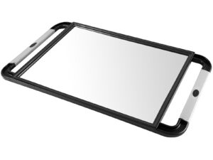 Mirror Rectangular with Rubberised Handle, Black, 24 x 31cm