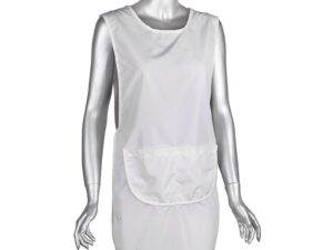 Pinafore Polyester, Side-Fastening, Hook & Loop, White
