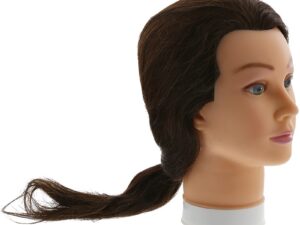 Mannequin Head with Long Brown Hair, 18 inch, Mixed Fibre