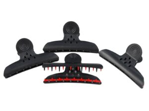 Butterfly Jaw Clips, Dual Row, Large, Black, 4/Pack