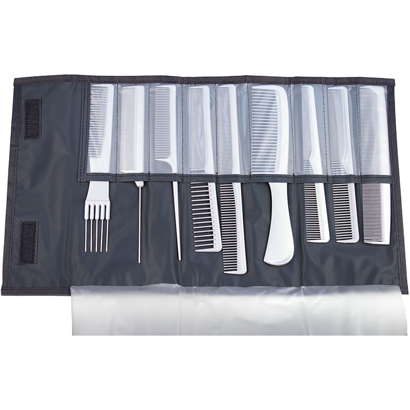 Comb Set Deluxe Ionic Grey with Black Pouch, 9 Pieces - Image 2