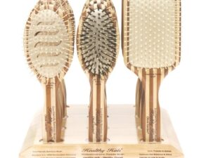 Olivia Garden Healthy Hair Bamboo Paddle & Cushion Brush Display: 12 Brushes & Stand