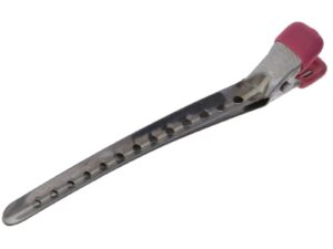 Sectioning Clip, No Teeth Metal Duckbill, Pink Dipped, Single, 10cm