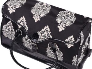 Beauty Carry Bag DaMask Floral Fashion Tote on Wheels, Empty