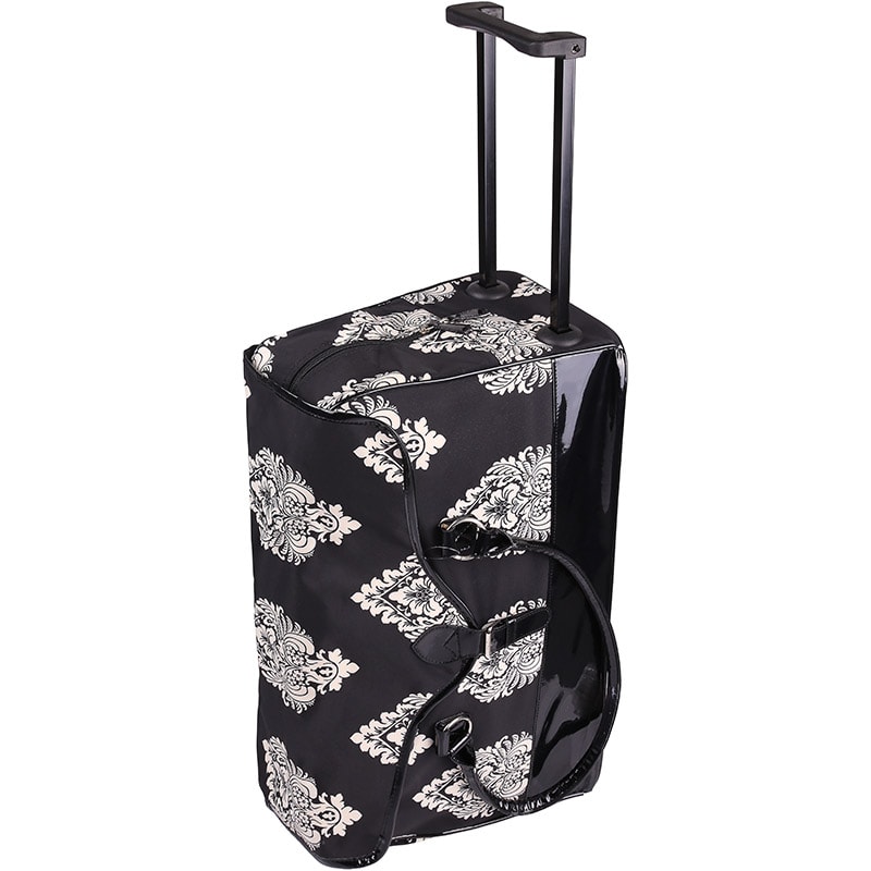 Beauty Carry Bag DaMask Floral Fashion Tote on Wheels, Empty - Image 3