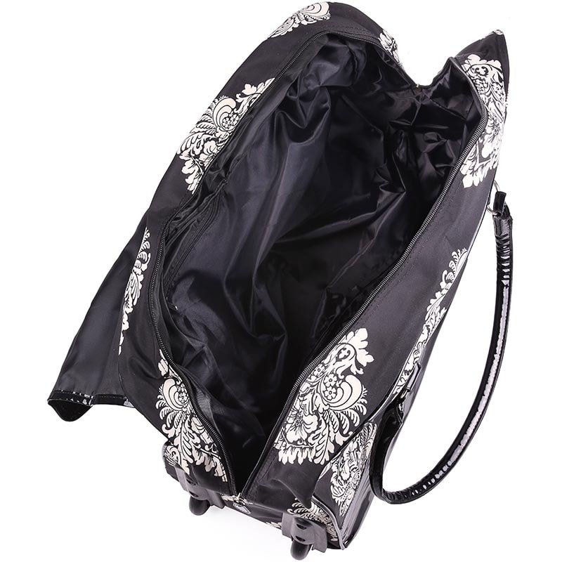 Beauty Carry Bag DaMask Floral Fashion Tote on Wheels, Empty - Image 2