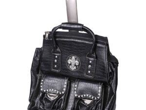 Beauty Make-Up Bag Fleur de lis Design on Wheels, Empty
