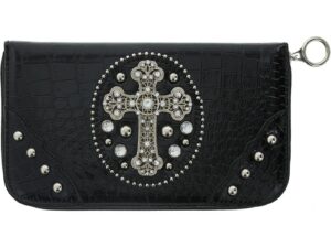Scissor Bag with Silver Cross, Black, Empty