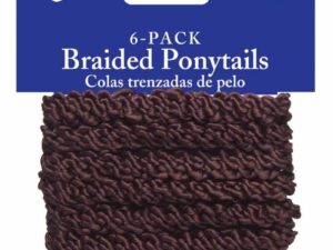Diane Pony Tail Holders Braided, Brown, 6/Pack